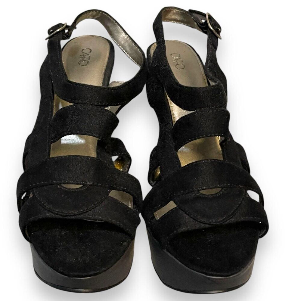 Cato High Heel Sandals Women's 9 Slingback Buckle Fabric Open Toe Party Casual
